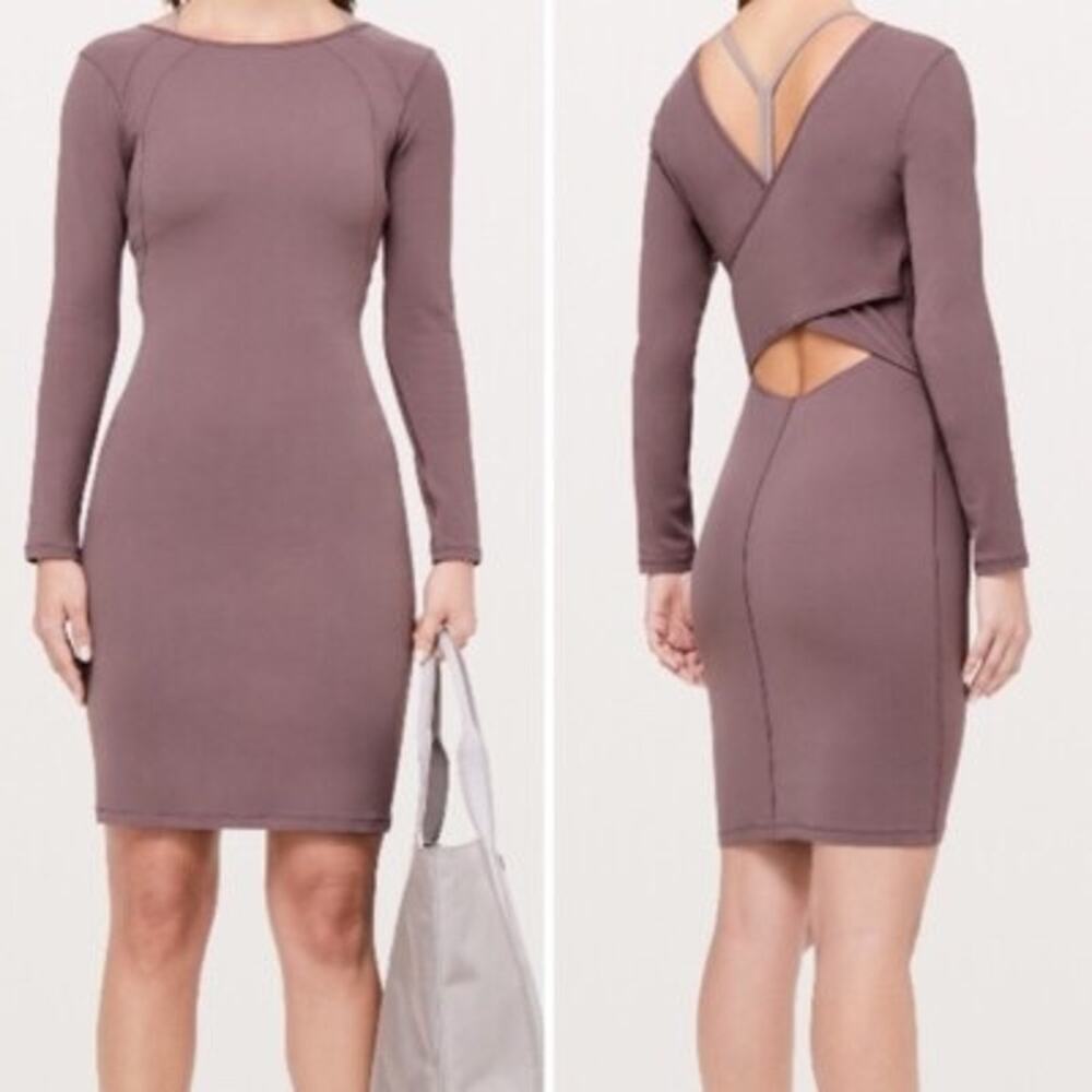 Lululemon All Yours Long Sleeve Bodycon Dress Purple Peekaboo Back Size 4